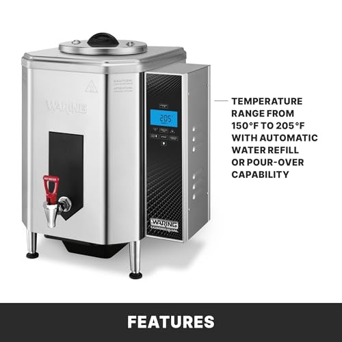 Image of Waring Hot Water Dispenser with 10-Gallon Capacity & 120V | 10-Gallon Capacity, Digital LCD Controls, 150-205F Temperature Range, Night Mode, for Restaurants & Catering Kitchens, 120V