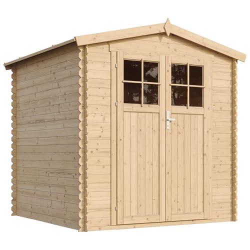 Gartenhaus Holz - Geräteschuppen Holz - Gerätehaus Hochwertige abschließbare Tür B216xL206xH218 cm/ 3.53 m2 - Fahrrad Schuppen - Gartenhäuser & aufbewahrung Wasserfestes Dach TIMBELA M343F