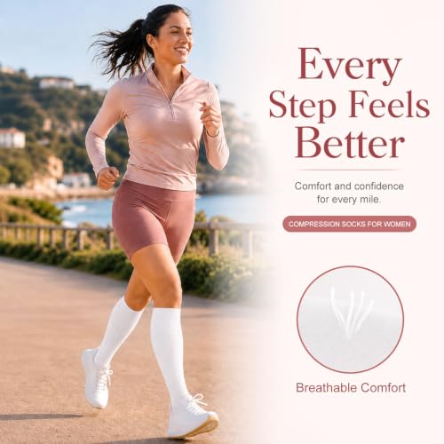Image of Laite Hebe 4 Pairs-Compression Socks for Women&Men Circulation-Best Support for Nurses,Running,Athletic