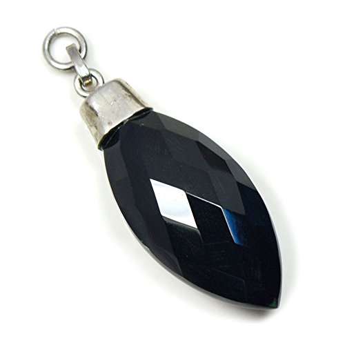 Médaillon en argent marquise pierre noire fille à offrir pour un anniversaire unique