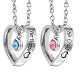 MJARTORIA Paar Halskette Edelstahl mit Ring Anhänger,Pärchen Ketten Partnerketten mit Gravur Charms Anhänger Ringe mit Zirkonia Freundschaftsketten für 2,Silber (Her Weirdo&His Crazy)