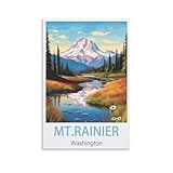 HXHNFERR Mt Rainier Washington Vintage-Reiseposter, 30 x 45 