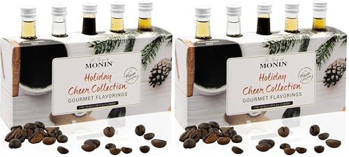 Monin - Flavor Holiday Cheer Collection: Macadamia Nut, Peppermint, Cookie Butter, Toasted Marshmallow, & Gingerbread, Natural Flavors for All Drinks, Gluten-Free (1.69 oz per bottle) (Pack of 10)