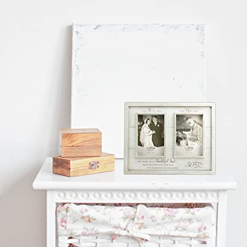 Then & Now 50Th Anniversary Photo Frame, Wedding, Engagement, & Vow Renewal Couples Gift, Wooden Picture Frames With Sentimental Quote, 12-Inch X 9.5-Inch, Rustic Woodgrain, By Abbey & Ca Gift #TOP6