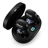 Fone de Ouvido Premium Bluetooth 5.1 TWS Wireless com Visor LED, Som Hi-Fi Estéreo, Cancelamento de Ruído, Toque Inteligente, Bateria Longa, Microfone, Compatível com Android e iOS Luxo