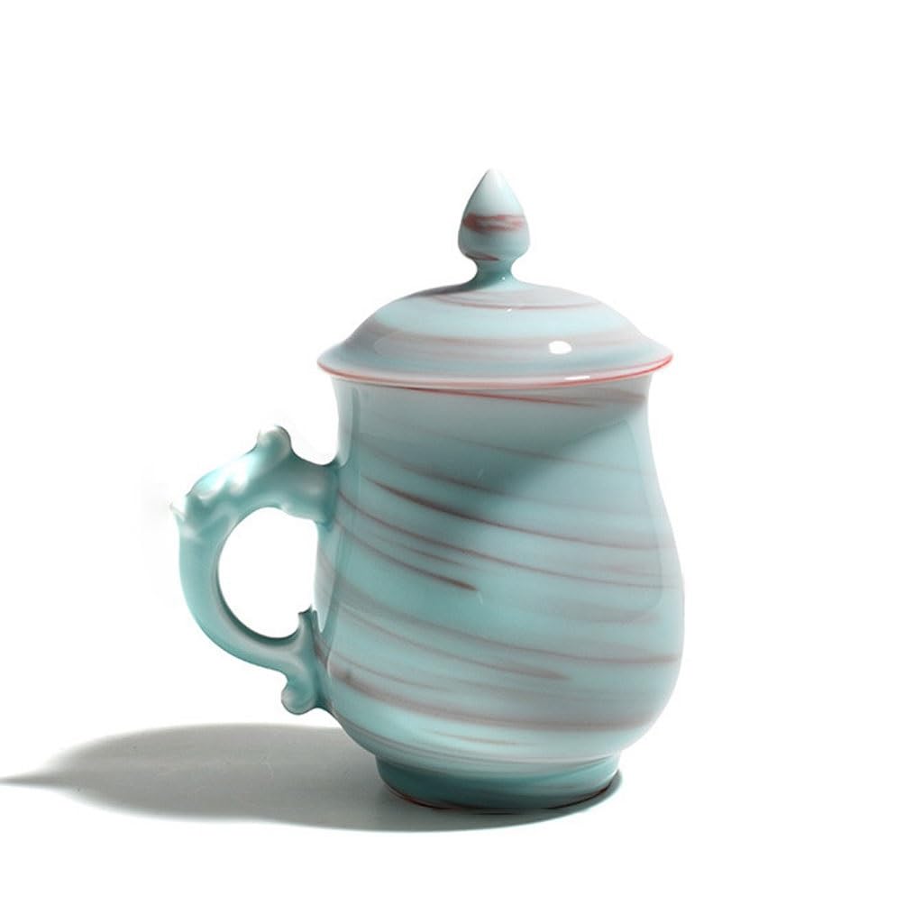 URGDWEKJY Travel Mug Celadon Handmade Mug 450ml Ceramic With Lid Office Home Cup Suitable For Business Gift Tea