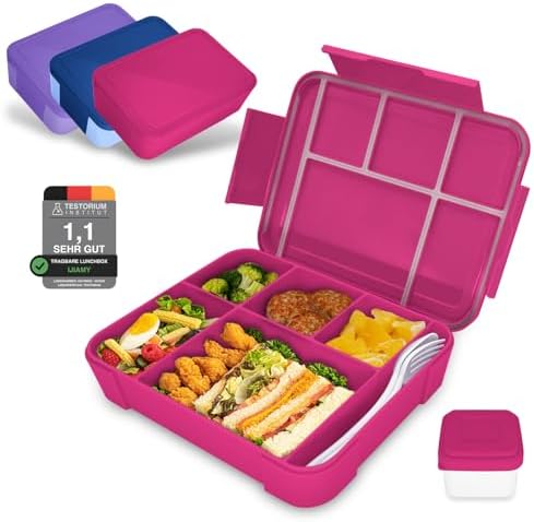 IJIAMY Brotdose Kinder mit Fächern, Bento Box Kinder, Auslaufsicher Lunchbox Kinder, Brotbox für Mädchen & Jungen, Snackbox, Perfekt für Schule, Kindergarten & Ausflüge