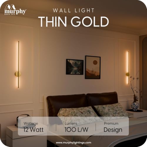 Image of Murphy LED Wall Highlighter - Modern Aluminum Sconce, 3-in-1 Colour Changing -Wall Light, Sleek Golden Finish - Easy Install, 2-Year Warranty-Pack of 2