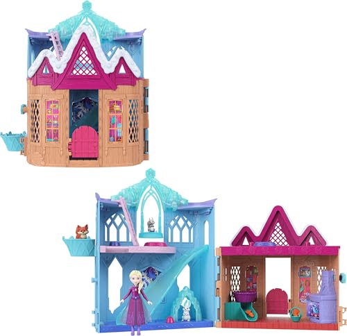 Mattel Disney Frozen Storytime Stackers Elsa conjunto de jogo com boneca pequena, 10 áreas de jogo, 3 animais e 8 acessórios, inspirado em 'Animals of Arendelle', JFG28