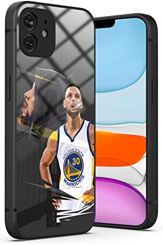for iPhone 11 Case 6.1″, Soft Shockproof Bumper and Crystal Acrylic Protective Cover with Sports Pattern (09-Curry-Black)
