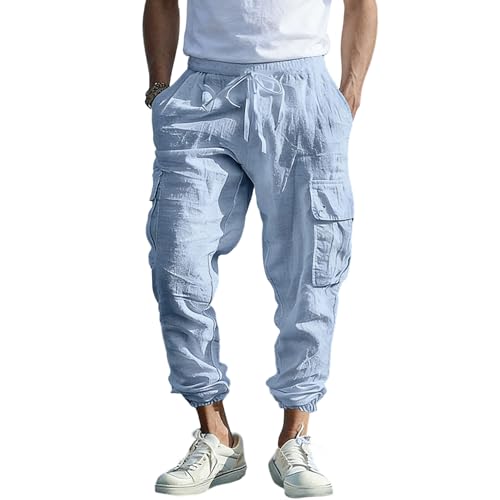 Pantalon de plage d'été pour homme cargo léger en lin pour le voyage
