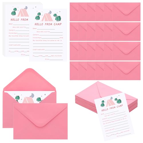 Honoson 48 Pcs Camp Stationary for Girls Hello from Camp Stationery Set Fill in The Blank Stationery...