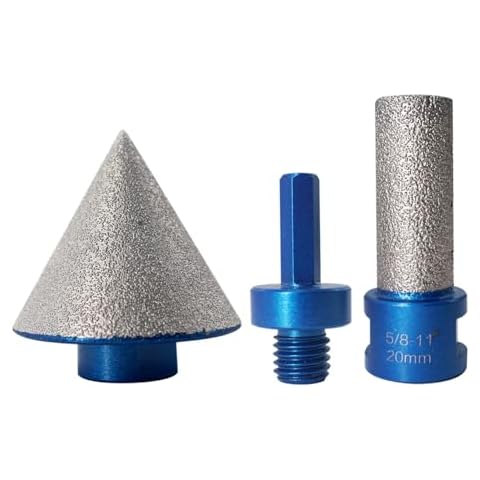 3Pcs 2" Diamond Beveling Chamfer Bits with 5/8-11 Thread Adapter 4/5" Diamond Finger Milling Bits Straight Cutter for Existing Holes Enlarging Shaping Trimming in Tile Marble Glass Granite Ceramic Cover