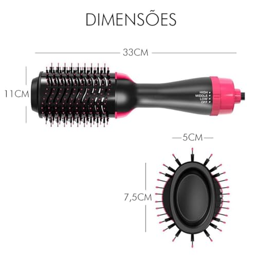 Escova Secadora Elétrica Alisadora De Cabelo Prancha Multiuso Ondula Alisa Seca 3 Em 1 110V Escova M