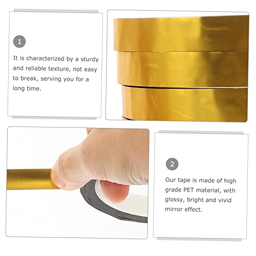VILLCASE 9 Rolos De Fita Dourada Decoração De Metal Fita Mylar Fita De Espelho Autoadesiva Fita Wash
