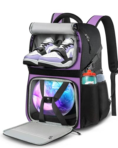 LOINTET Bowling Ball Bag Single Bowling Backpack with Shoe Totes Bag Up to Size 16 Padded Ball Holder Bag Accessories Gifts for Lovers/Player Purple