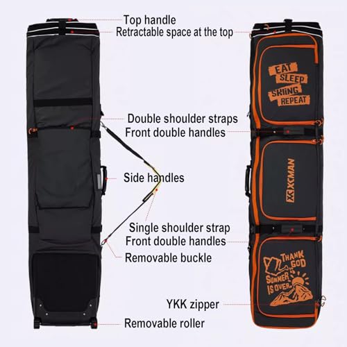 Bolsa con ruedas para snowboard impermeable que protege tus esquís del avión 2