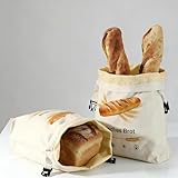 alasemo Wiederverwendbare Brotbeutel Bienenwachs mit Standboden 2 Stück Brotsack zum frischhalten Mehrere Dichtungen Reißverschluss Klickverschluss Brotaufbewahrung 2Größen L 35×25×10cm&S 31,5×21×10cm