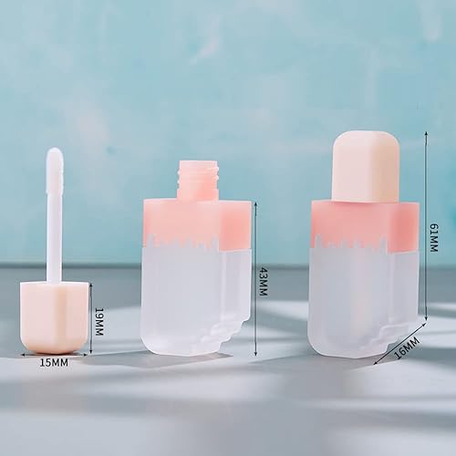 Miniatura 2 de Lasenersm 4 tubos de brillo de labios en forma de helado rosa, contenedores reutilizables de 0.2 fl oz (0.2 fl oz)