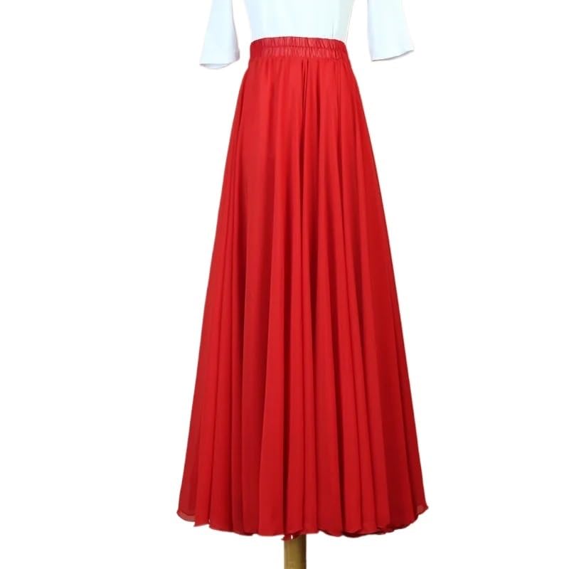 Falda larga para practicar danza, Falda de gasa con vuelo for mujer, 720 grados, doble capa, for baile, playa, multicolor, 80-100 cm