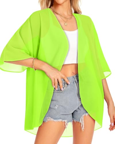 Image of Women Kimono Cardigans Casual Summer Tops Cover up Open Front Floral Print Resort Wear 2026