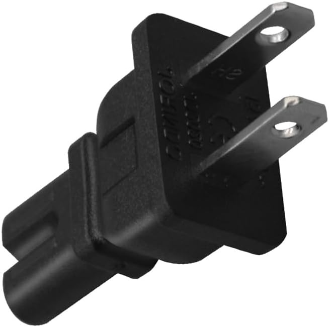 NEMA 1-15P to IEC320 C7 Power Converter Plug，American Standard 2-pin Plug to C7 3-Hole AC Power Adapter Plug，US NEMA 1-15P 2 Prong Male Plug to C7 Female Jack Converter
