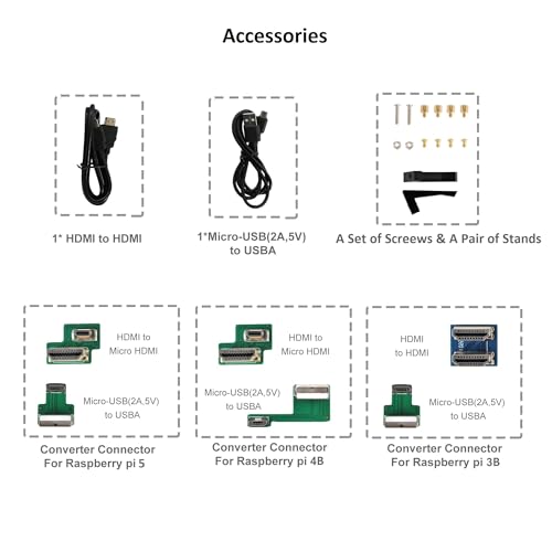 Image of wisecoco 7 inch Portable Monitor for Raspberry Pi, LCD Touch Screen IPS 1024 * 600 No-Cable-Needed, Laptop Screen Extender HDMI Dual-Speaker with OSD for PC Raspberry Pi