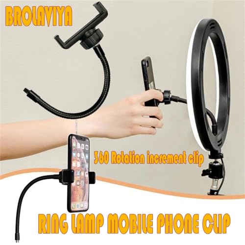 Image of BROLAVIYA 2 Pcs Flexible Hose Mobile Phone Gooseneck Clip with 1 /4 Male Thread Compatible with LED Ring Light and smart Phones