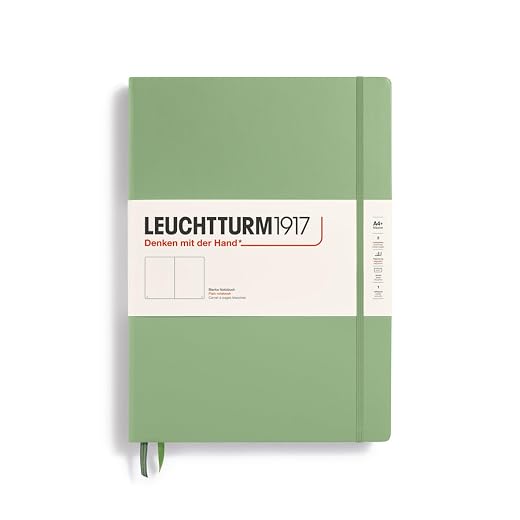 LEUCHTTURM1917 - Notebook Hardcover Master Classic A4+ - 235 Numbered Pages for Writing and Journaling (Sage, Plain)