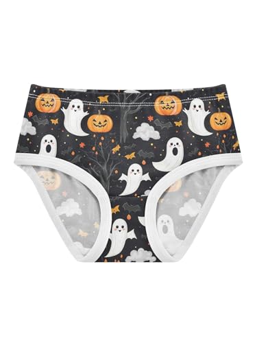 ZZKKO Cartoon Ghost Bat Pumpkins Girls Underwear Toddler Panties for Girls Comfort Brief Size 2T