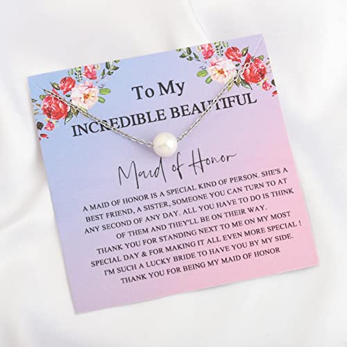 BEKECH Maid of Honor Necklace Pear Pendant Necklace Maid of Honor Gifts from the Bride Sister for Wedding Proposal Necklace3