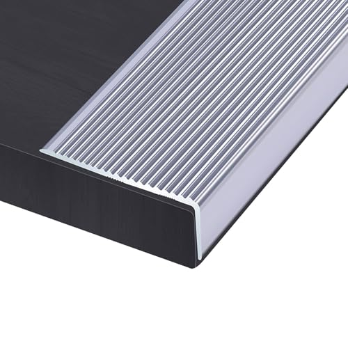 Profilé de Marches d'escalier en Aluminium 90 cm en Forme de L, Nez de Marche Escalier pour Bois, Vinyle et Carrelage(Argent,W 7 x H 3 cm)
