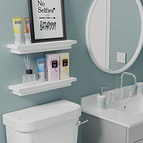 Brightmaison Bgt Pure Crown Molding Floating Shelves, Wall Decor For Living Room, Picture Ledge & Plant Shelf, Wall Shelf Set Of 2, White #TOP4