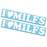2-Pack (I Love Milfs) | Funny Vinyl Decal/Sticker Graphic, Cursive/Script for Car and Truck Window Livery Accessory