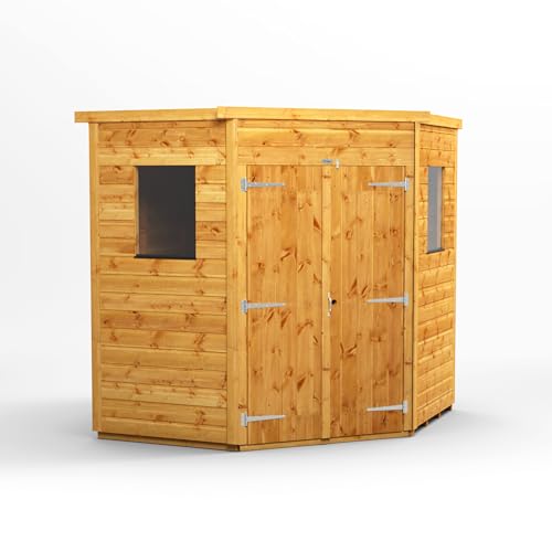 Image of Powersheds High Grade Premium 5-Sided Corner Windowless Garden Shed made from 12mm Extra Thick Timber, for all Storage & Outdoor Needs (6x6)