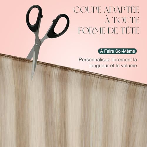 Extension tissage blond blanchi haut de gamme en véritables cheveux remy 35cm