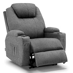 M MCombo Elektrisch Relaxsessel Massagesessel Fernsehsessel Liegefunktion Vibration Heizung 7061 neues Modell, Ergonomisch (Grau-Stoff)
