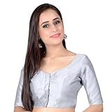 Chandrakala Casual Blouses for Women Sarees,Readymade Gray,Small (B215GRA2)
