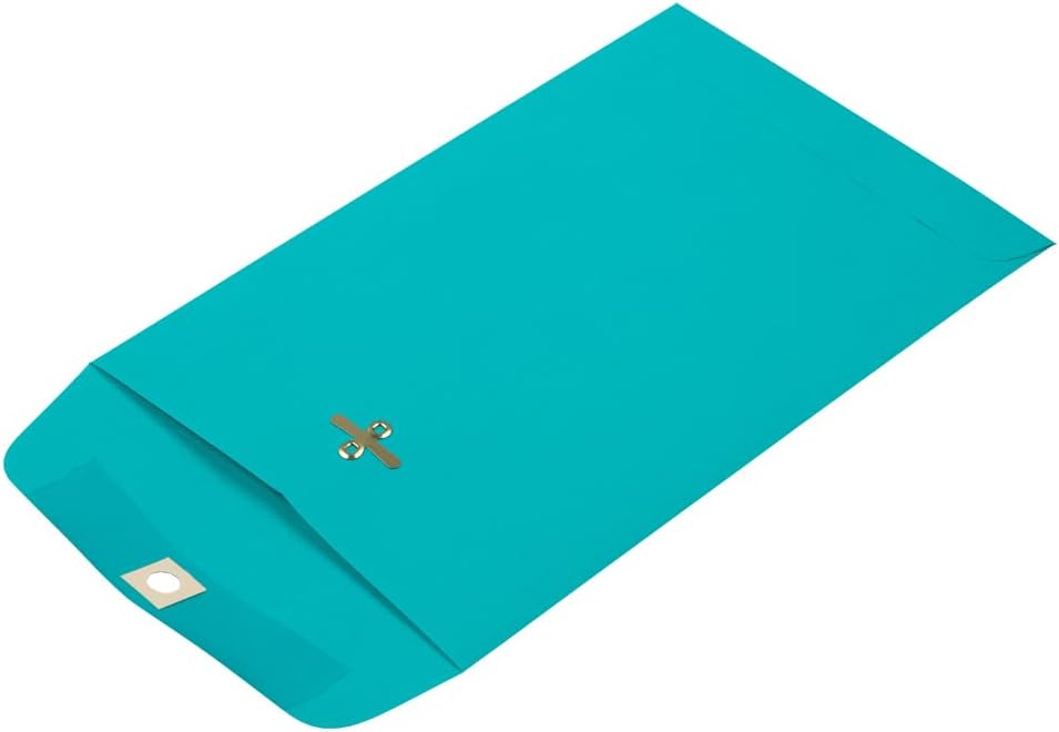 JAM PAPER 6 x 9 Open End Catalog Colored Envelopes with Clasp Closure - Sea Blue Recycled - 50/Pack