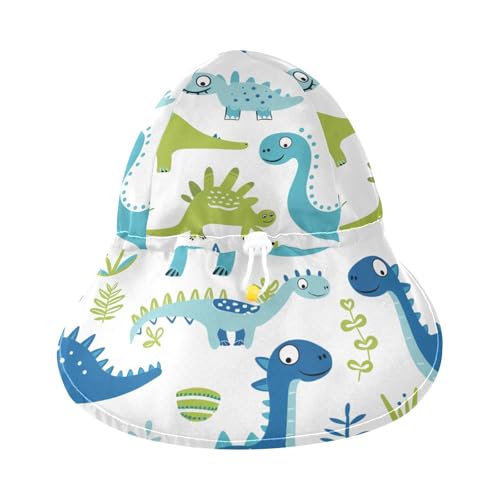 KLL Toddler Beach Hats Baby Boys Bucket Hat Baby Girls' UPF 50+ Protection Neck Flap Traveling Camping Hat Cartoon Blue Dinosaur3