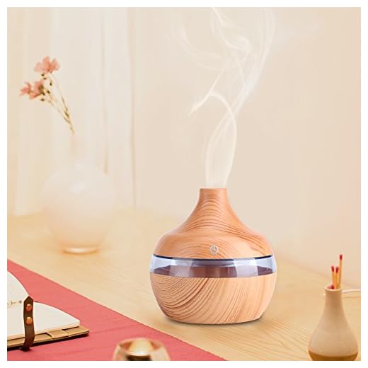 Elektrisk diffusor för eterisk olja – luftfuktare i 7 färger, 4 tidsinställningar för sovrum/vardagsrum/kontor/spa/yoga 300 ml (beige)