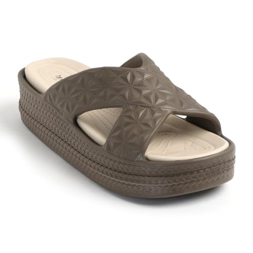 Image of ICONIC Women Sandals with Super Soft Insole | Ergonomic Footbed | Lightweight | Platform Heel | Cushioned Sole | Suggested by Doctors l Latest, Stylish and Trendy Slip-On for Girls and Ladies