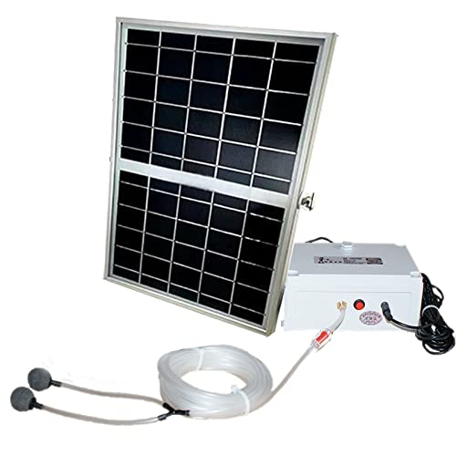 Solar Teichbelüfter Solarbetriebenes Luftpumpe Set mit Einzelpumpe und Premium-Ausströmerstein, 6v 6w/6v 10w Solarpanel 3L/Min Luft, Gartenteich Belüftung Sauerstoffpumpe für den Außenbereich(Siz Cover
