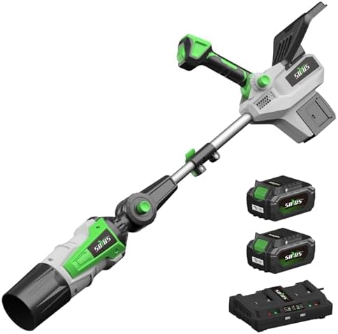 SOYUS Leaf Blower Cordless, 650 CFM/165 MPH Electric Cordless Leaf Blower, with 2 x 4.0Ah Batteries and Charger Included, Brushless Motor and 5 Speed Mode for Lawn, Yard, Garage, and Sidewalk Cleaning