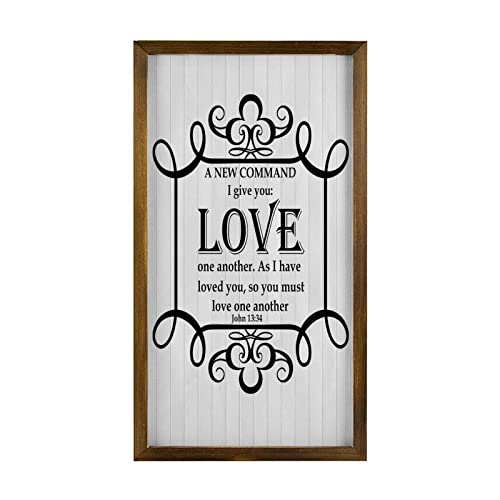 Panneau décoratif en bois rustique Love One 30x55 cm pour décoration murale de maison