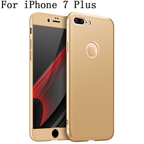 iPhone 7 Plus Case, Heyqie 360 Degree Full Protection 3 in 1 Ultra Slim Anti-Scratch Shockproof Smoothly Protective Hard PC Cover Case for Apple iPhone 7 Plus 5.5", Gold Cover