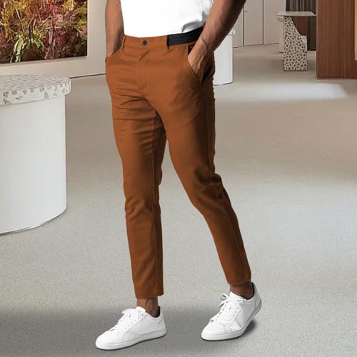 Muineobuka Mens Slim Fit Dress Pants Casual Business Straight Stretch Lightweight Pants Fashion Skinny Cotton Trousers4