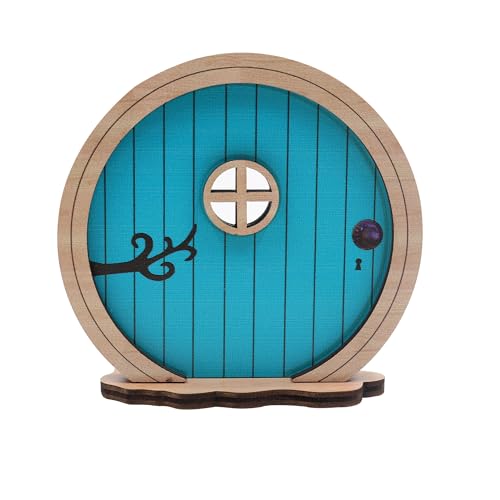 ORNAROVI Fairy Door for Garden Miniature Elf Door for Wall Garden Accessories Outdoor for Trees and Tree Trunk Mini Arch Fairy Tale Doors Courtyards Decoration (Blue)