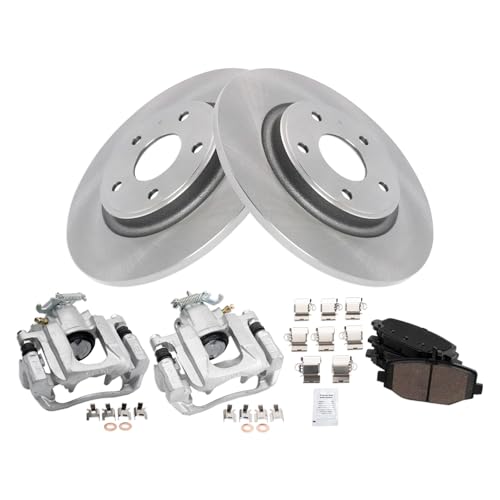 Image of TRQ Rear Brake Pad & Rotor Kit Ceramic Compatible with 2012 Ram C /V 2012-2014 Volkswagen Routan