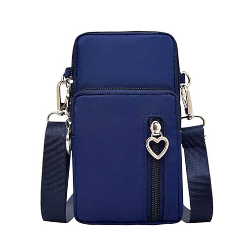 [fourfivesixはる] スマホポーチ レディース ショルダーバッグ 大容量 バッグ ミニ かわいい ポシェット ミニポーチ スマホ 肩掛け おしゃれ ストラップ お洒落 軽い 防水 ポシェット レディース (スマホポーチ ネイビー (無地))のサムネイル